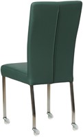 Leren eetkamerstoel Deal - met wieltjes - Toledo Leer Forrest - Vierkant - RVS - Skate wiel transparant-3