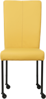 Leren eetkamerstoel Deal - met wieltjes - Toledo Leer Giallo - Vierkant - Zwart - Skate wiel zwart-2