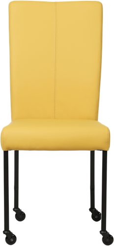 Leren eetkamerstoel Deal - met wieltjes - Toledo Leer Giallo - Vierkant - Zwart - Skate wiel zwart-2