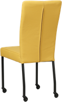 Leren eetkamerstoel Deal - met wieltjes - Toledo Leer Giallo - Vierkant - Zwart - Skate wiel zwart-3