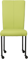 Leren eetkamerstoel Deal - met wieltjes - Hermes Leer Lime - Vierkant - Zwart - Skate wiel zwart-2