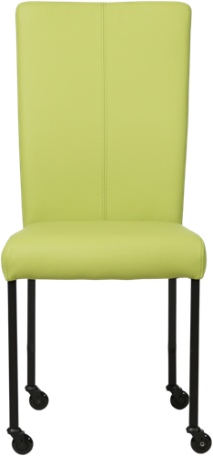 Leren eetkamerstoel Deal - met wieltjes - Hermes Leer Lime - Vierkant - Zwart - Skate wiel zwart-2