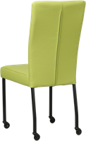 Leren eetkamerstoel Deal - met wieltjes - Hermes Leer Lime - Vierkant - Zwart - Skate wiel zwart-3