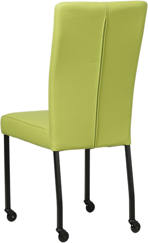 Leren eetkamerstoel Deal - met wieltjes - Hermes Leer Lime - Vierkant - Zwart - Skate wiel zwart-3
