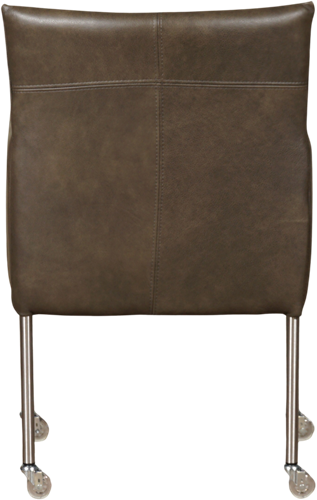 Leren eetkamerstoel Desire - met wieltjes en armleuning - Granada leer Ash - Poot - RVS - Skate wiel transparant-3