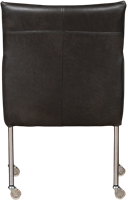 Leren eetkamerstoel Desire - met wieltjes en armleuning - Granada leer Graphite - Poot - RVS - Skate wiel transparant-3
