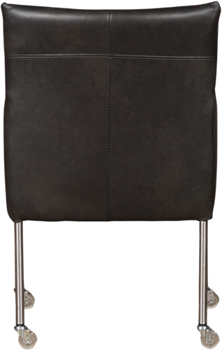 Leren eetkamerstoel Desire - met wieltjes en armleuning - Granada leer Graphite - Poot - RVS - Skate wiel transparant-3