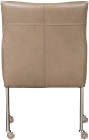Leren eetkamerstoel Desire - met wieltjes en armleuning - Granada leer Taupe - Kleur poot, RVS - Skate wiel transparant-3