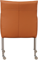 Leren eetkamerstoel Desire - met wieltjes en armleuning - Hermes Leer Cognac - Poot - RVS - Skate wiel transparant-3