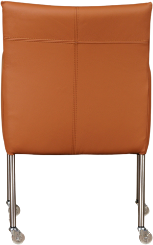 Leren eetkamerstoel Desire - met wieltjes en armleuning - Hermes Leer Cognac - Poot - RVS - Skate wiel transparant-3
