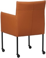 Leren eetkamerstoel Desire - met wieltjes en armleuning - Hermes Leer Cognac - Poot - Zwart - Skate wiel zwart-3