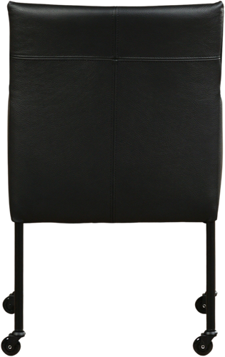 Leren eetkamerstoel Desire - met wieltjes en armleuning - Hermes Leer Nero - Poot - Zwart - Skate wiel zwart-3