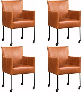 Leren eetkamerstoel desire, bruin leer, bruine keukenstoelen