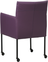 Leren eetkamerstoel Desire - met wieltjes en armleuning - Toledo Leer Aubergine - Poot - Zwart - Skate wiel zwart-3