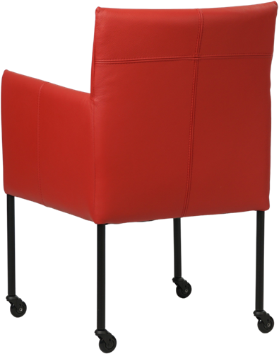 Leren eetkamerstoel Desire - met wieltjes en armleuning - Toledo Leer Ducati - Poot - Zwart - Skate wiel zwart-3