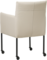 Leren eetkamerstoel Desire - met wieltjes en armleuning - Toledo leer Misty - Kleur poot, zwart - Skate wiel zwart-3