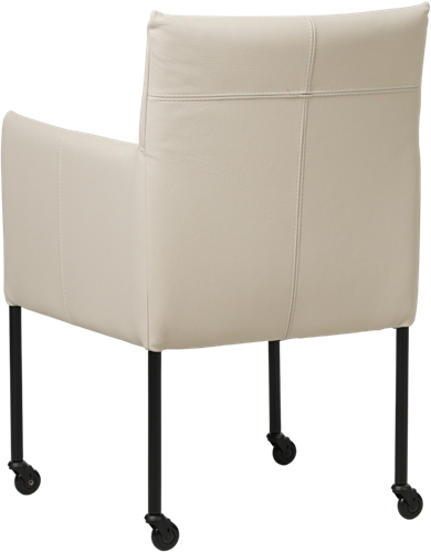 Leren eetkamerstoel Desire - met wieltjes en armleuning - Toledo leer Misty - Kleur poot, zwart - Skate wiel zwart-3