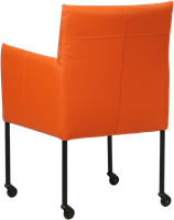 Leren eetkamerstoel Desire - met wieltjes en armleuning - Toledo Leer Orange - Poot - Zwart - Skate wiel zwart-3