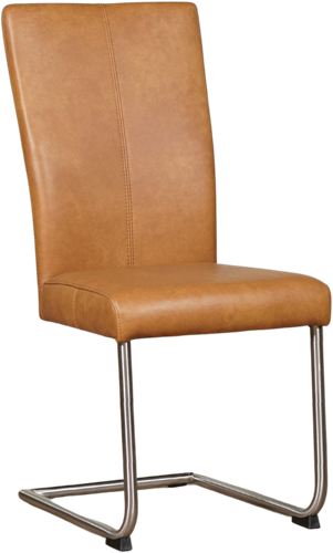 Leren eetkamerstoel Dry sledepoot rond - Granada leer Sahara - RVS