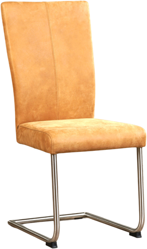 Leren eetkamerstoel Dry sledepoot rond - Kenia Leer Cognac - RVS