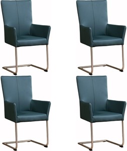 Set van 4 Leren eetkamerstoelen Dry - met armleuning