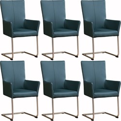Leren eetkamerstoel Dry - met armleuning - set van 6 stoelen