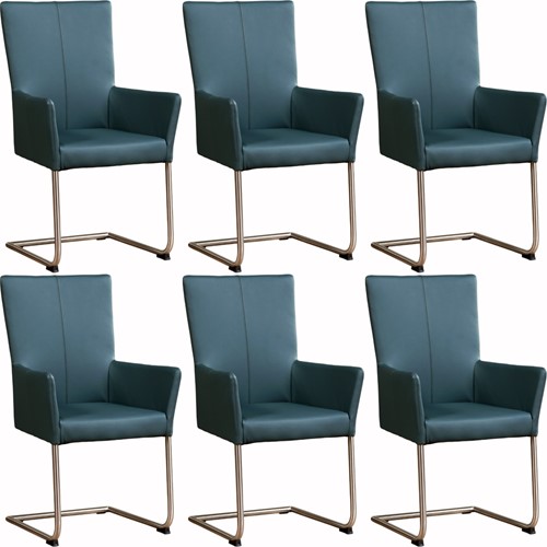 Leren eetkamerstoel Dry - met armleuning - set van 6 stoelen