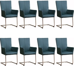Set van 8 Leren eetkamerstoelen Dry - met armleuning