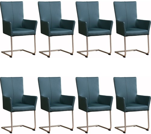 Leren eetkamerstoel Dry - met armleuning - set van 8 stoelen