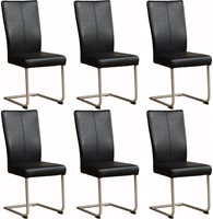 Leren eetkamerstoel Dry sledepoot rond - set van 6 stoelen
