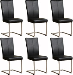 Leren eetkamerstoel Dry sledepoot rond - set van 6 stoelen