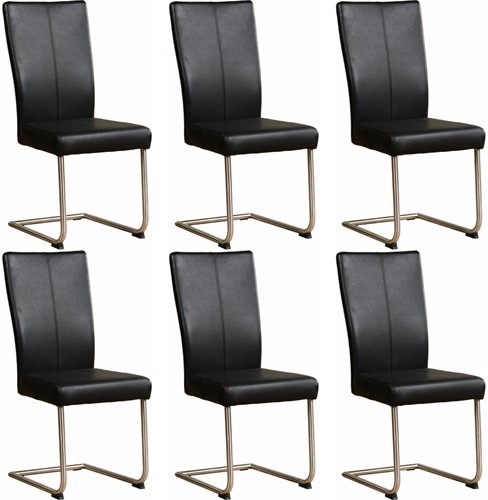 Leren eetkamerstoel Dry sledepoot rond - set van 6 stoelen