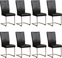 Leren eetkamerstoel Dry sledepoot rond - set van 8 stoelen