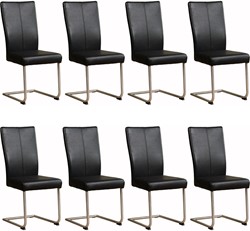 Leren eetkamerstoel Dry sledepoot rond - set van 8 stoelen