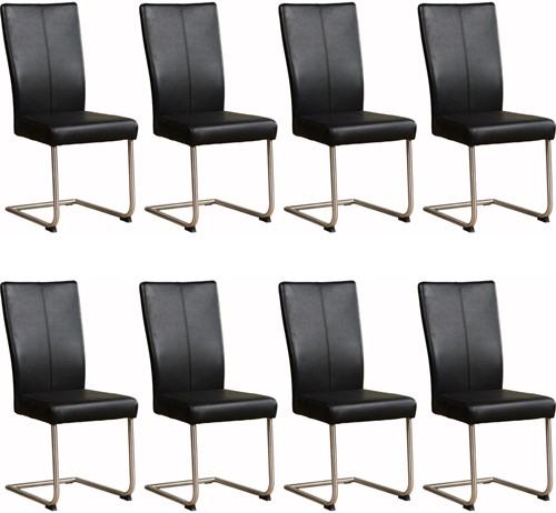 Leren eetkamerstoel Dry sledepoot rond - set van 8 stoelen