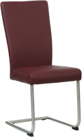 Leren eetkamerstoel Dry sledepoot rond - Toledo Leer Bordeaux - RVS