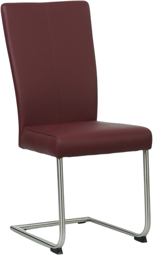 Leren eetkamerstoel Dry sledepoot rond - Toledo Leer Bordeaux - RVS