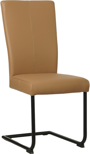 Leren eetkamerstoel Dry sledepoot rond - Toledo Leer Camel - Zwart