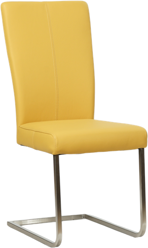 Leren eetkamerstoel Dry sledepoot rond - Toledo Leer Giallo - RVS