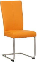 Leren eetkamerstoel Dry sledepoot rond - Toledo Leer Mandarin - RVS