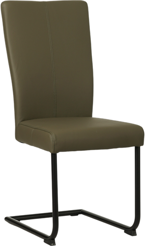 Leren eetkamerstoel Dry sledepoot rond - Toledo leer Olive - Kleur poot, zwart