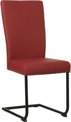 Leren eetkamerstoel Dry sledepoot rond - Toledo Leer Red - Zwart