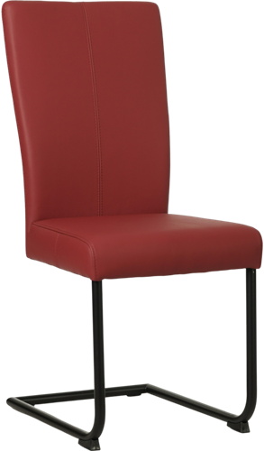 Leren eetkamerstoel Dry sledepoot rond - Toledo Leer Red - Zwart