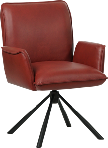 Rode leren industriële draaibare eetkamerstoel Elite - Granada leer Rouge (rood leer)