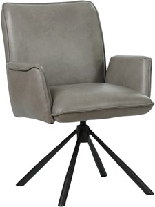 Grijze leren industriële draaibare eetkamerstoel Elite - Granada leer Steel (grijs leer)