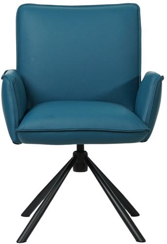 Leren eetkamerstoel Elite - draaibaar - automatisch terug naar beginstand - Toledo Leer Turquoise-2