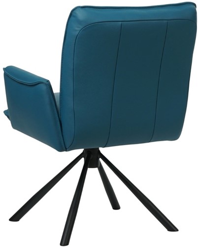 Leren eetkamerstoel Elite - draaibaar - automatisch terug naar beginstand - Toledo Leer Turquoise-3