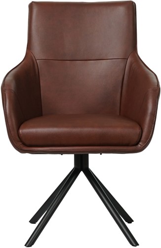 Leren eetkamerstoel Fancy - Draaibaar - Automatisch terug naar beginstand - Granada leer Cognac-2
