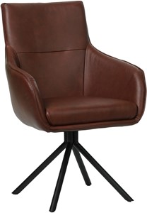 Cognac leren industriële draaibare eetkamerstoel Fancy - Granada leer Cognac (cognac leer)
