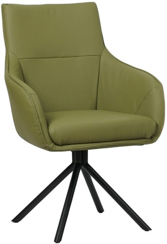 Leren eetkamerstoel Fancy - Draaibaar - Automatisch terug naar beginstand - Toledo Leer Apple Green